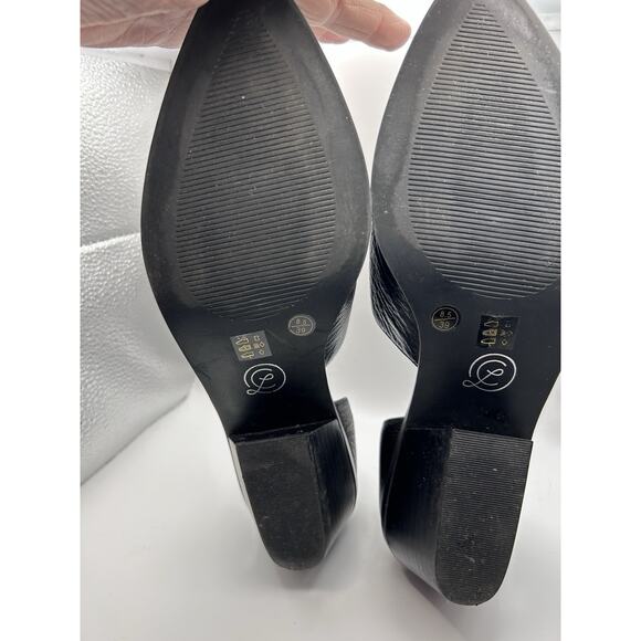 Chinese Laundry Womens Sz 8.5 pebbled leather slip on shooties stacked heel - Picture 5 of 6